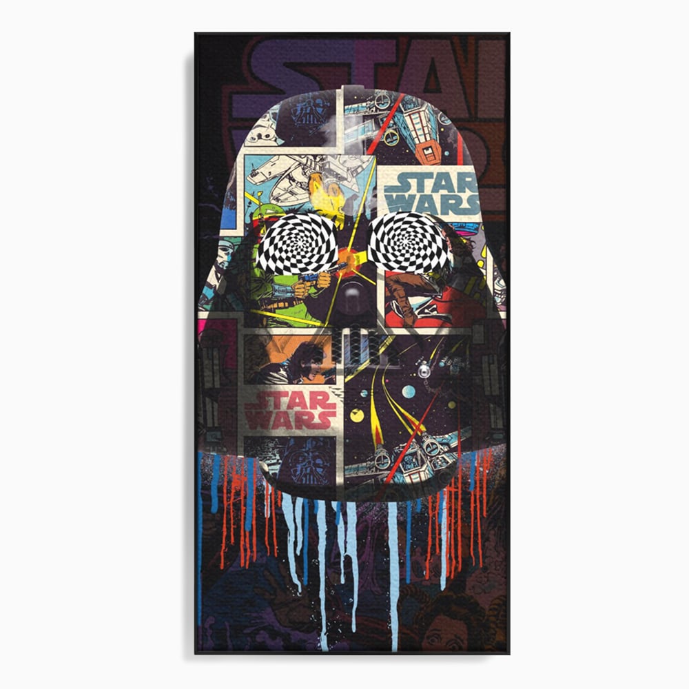 Tablou canvas cu tablou canvas cu darth vader din star wars, in rama de aluminiu negru